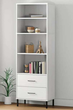 vidaXL 351008 - Bibliothèque à 2 tiroirs 60x35x180 cm Bois massif OSLO