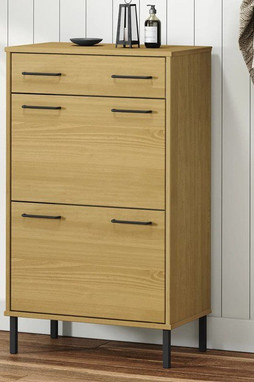 vidaXL 350982 - Étagère à chaussures et pieds en métal Marron Bois de pin OSLO