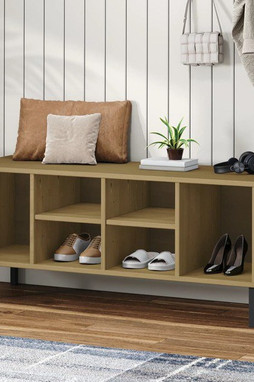 vidaXL 350994 - Étagère à chaussures pieds en métal 106x35x45 cm Bois OSLO