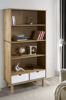 vidaXL 351305 - Bibliothèque OTTA et 2 tiroirs Marron et blanc Bois massif pin