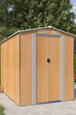 vidaXL 3147472 - Abri de jardin Marron clair 192x274x223 cm Acier galvanisé