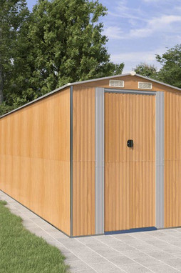 vidaXL 3147479 - Abri de jardin Marron clair 192x855x223 cm Acier galvanisé