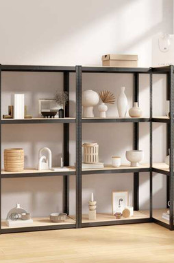 vidaXL 3154141 - 4-Layer Shelves 3 pcs Steel&Engineered Wood