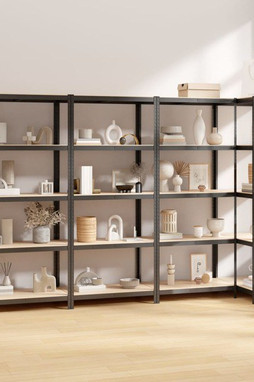 vidaXL 3154160 - 5-Layer Shelves 4 pcs Steel&Engineered Wood