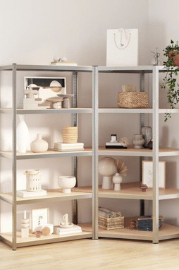 vidaXL 3154218 - 5-Layer Shelves 2 pcs Steel&Engineered Wood