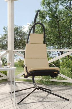 vidaXL 362727 - Chaise balançoire de jardin et coussin crème tissu Oxford/acier