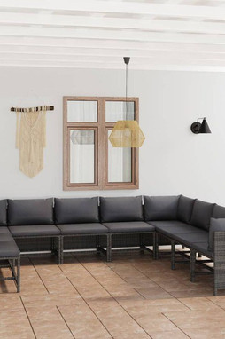 vidaXL 3059775 - Salon de jardin 11 pcs avec coussins Résine tressée