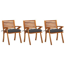 vidaXL 3060826 - Chaises à manger de jardin avec coussins lot de 3 Acacia massif