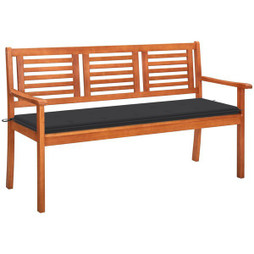 vidaXL 3060996 - Banc de jardin 3 places avec coussin 150 cm Bois deucalyptus