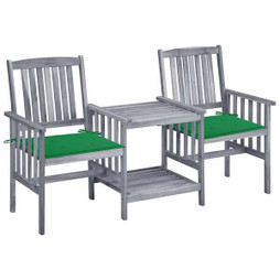 vidaXL 3061307 - Chaises de jardin avec table à thé et coussins Acacia solide