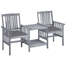 vidaXL 3061318 - Chaises de jardin avec table à thé et coussins Acacia solide