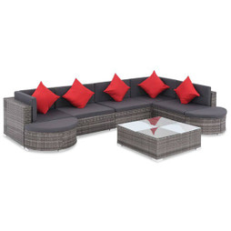 vidaXL 44431 - Salon de jardin 8 pcs avec coussins résine tressée gris