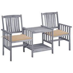 vidaXL 3061305 - Chaises de jardin avec table à thé et coussins Acacia solide