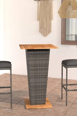 vidaXL 3064849 - Ensemble de bar de jardin 3 pcs et coussins Résine tressée