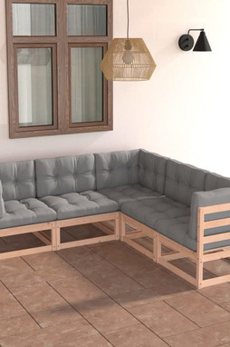 vidaXL 3076774 - Salon de jardin 5 pcs avec coussins Bois de pin massif