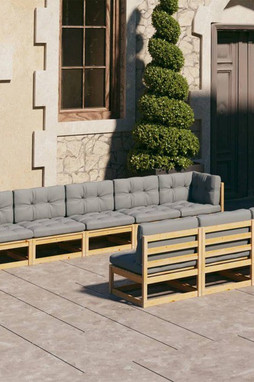 vidaXL 3077144 - Salon de jardin 8 pcs avec coussins Bois de pin massif
