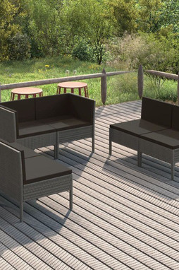 vidaXL 3094354 - Salon de jardin 6 pcs avec coussins résine tressée gris
