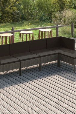 vidaXL 3094382 - Salon de jardin 5 pcs avec coussins résine tressée gris