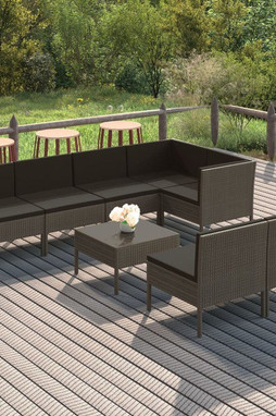 vidaXL 3094394 - Salon de jardin 8 pcs avec coussins résine tressée gris