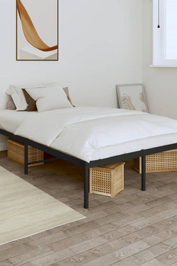 vidaXL 350845 - Cadre de lit métal sans matelas noir 135x190 cm
