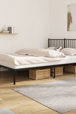 vidaXL 350866 - Cadre de lit métal sans matelas avec tête de lit noir 150x200cm
