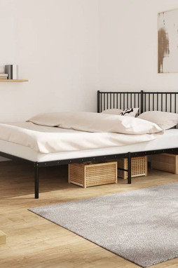 vidaXL 350870 - Cadre de lit métal sans matelas avec tête de lit noir 193x203cm