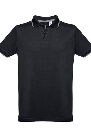 TH Clothes 30137 - Mens Polo Shirt with contrast colour trim and buttons