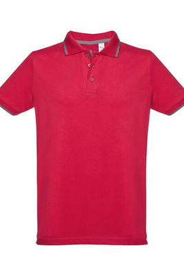 TH Clothes 30137 - Men's Polo Shirt with contrast colour trim and buttons