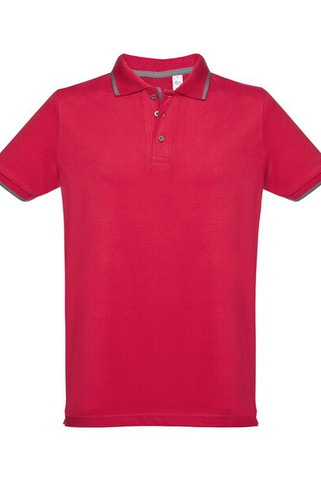 TH Clothes 30137 - Mens Polo Shirt with contrast colour trim and buttons
