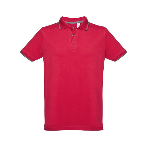 TH Clothes 30137 - Men's Polo Shirt with contrast colour trim and buttons