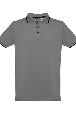 TH Clothes 30137 - Men's Polo Shirt with contrast colour trim and buttons