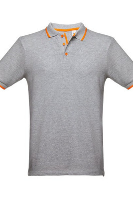 TH Clothes 30137 - Men's Polo Shirt with contrast colour trim and buttons