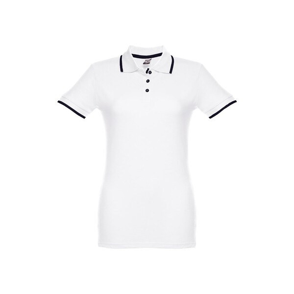 TH Clothes 30138 - Women's Polo Shirt with contrast colour trim and buttons