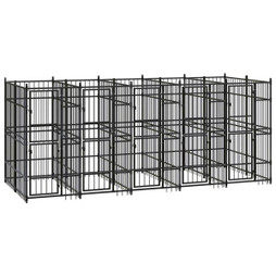 vidaXL 3097940 - Chenil dextérieur pour chiens Acier 9,22 m²