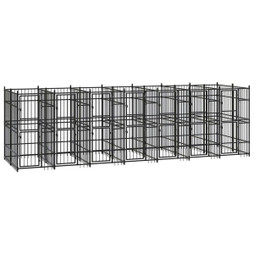 vidaXL 3097942 - Chenil dextérieur pour chiens Acier 12,9 m²