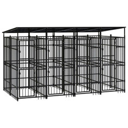 vidaXL 3097949 - Chenil dextérieur avec toit pour chiens Acier 7,37 m²