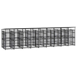 vidaXL 3097954 - Chenil dextérieur avec toit pour chiens Acier 16,59 m²