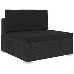 vidaXL 48291 - Siège central sectionnel avec coussins résine tressée noir