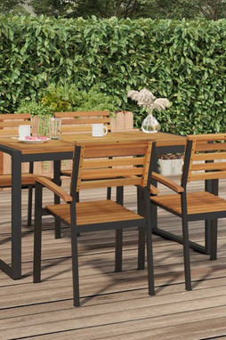 vidaXL 319515 - Table de jardin et pieds en forme de U 140x80x75 cm bois acacia