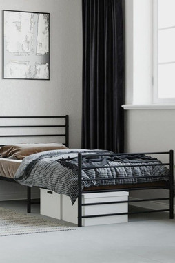 vidaXL 352331 - Cadre de lit métal sans matelas avec pied de lit noir 100x190cm