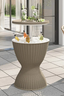 vidaXL 364158 - Table à glacière 3 en 1 marron clair polypropylène