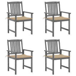 vidaXL 3061228 - Chaises de jardin et coussins lot de 4 Bois acacia massif