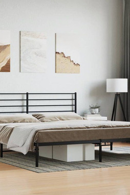 vidaXL 352325 - Cadre de lit métal sans matelas avec tête de lit noir 193x203cm