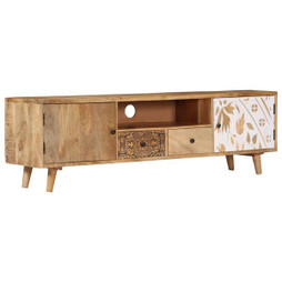 vidaXL 249856 - Meuble TV 140x30x40 cm Bois de manguier massif
