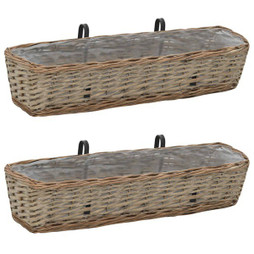 vidaXL 287642 - Jardinières de balcon 2 pcs osier avec revêtement en PE 80 cm