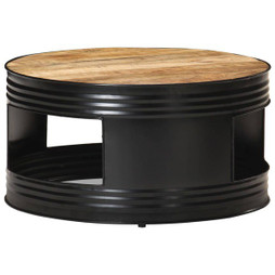 vidaXL 321931 - Table basse 68x68x36 cm Bois massif de manguier brut