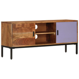 vidaXL 337076 - Meuble TV Marron miel et gris 110x30x50 cm Bois massif dacacia