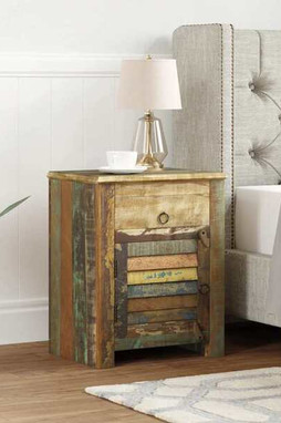 vidaXL 240950 - Table de coin avec 1 tiroir et 1 porte Bois de récupération