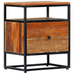 vidaXL 282725 - Table de chevet 40 x 30 x 50 cm Bois de récupération et acier
