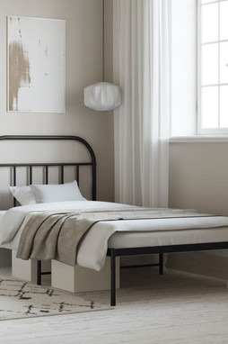 vidaXL 353630 - Cadre de lit métal sans matelas avec tête de lit noir 100x200cm